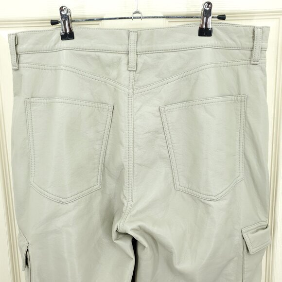 Agolde Minka Cargo Recycled Leather Wide Leg Pants 32 Toast (Tan/Gray/Taupe) - Picture 9 of 16